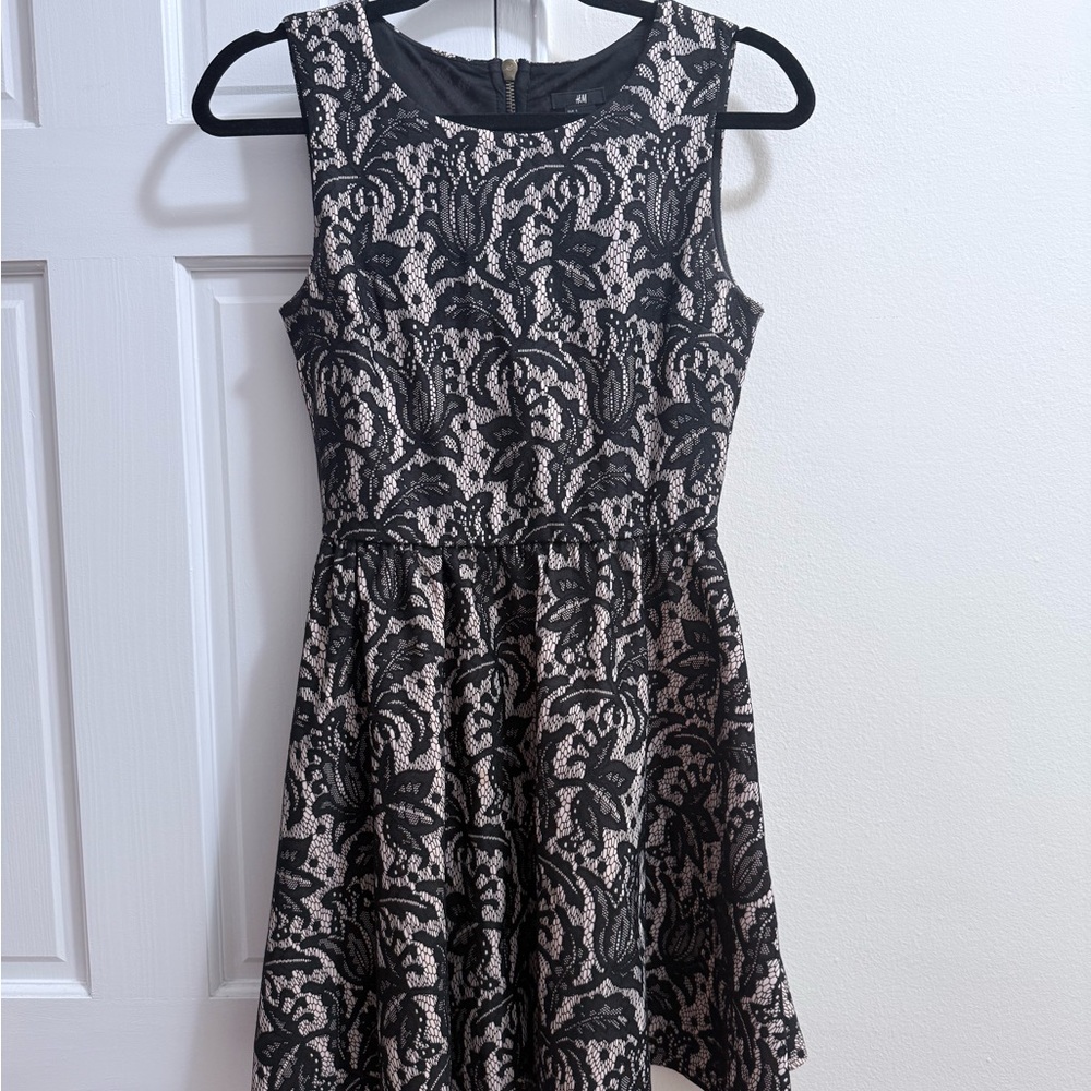 H&M Black and Cream Lace Mini Dress